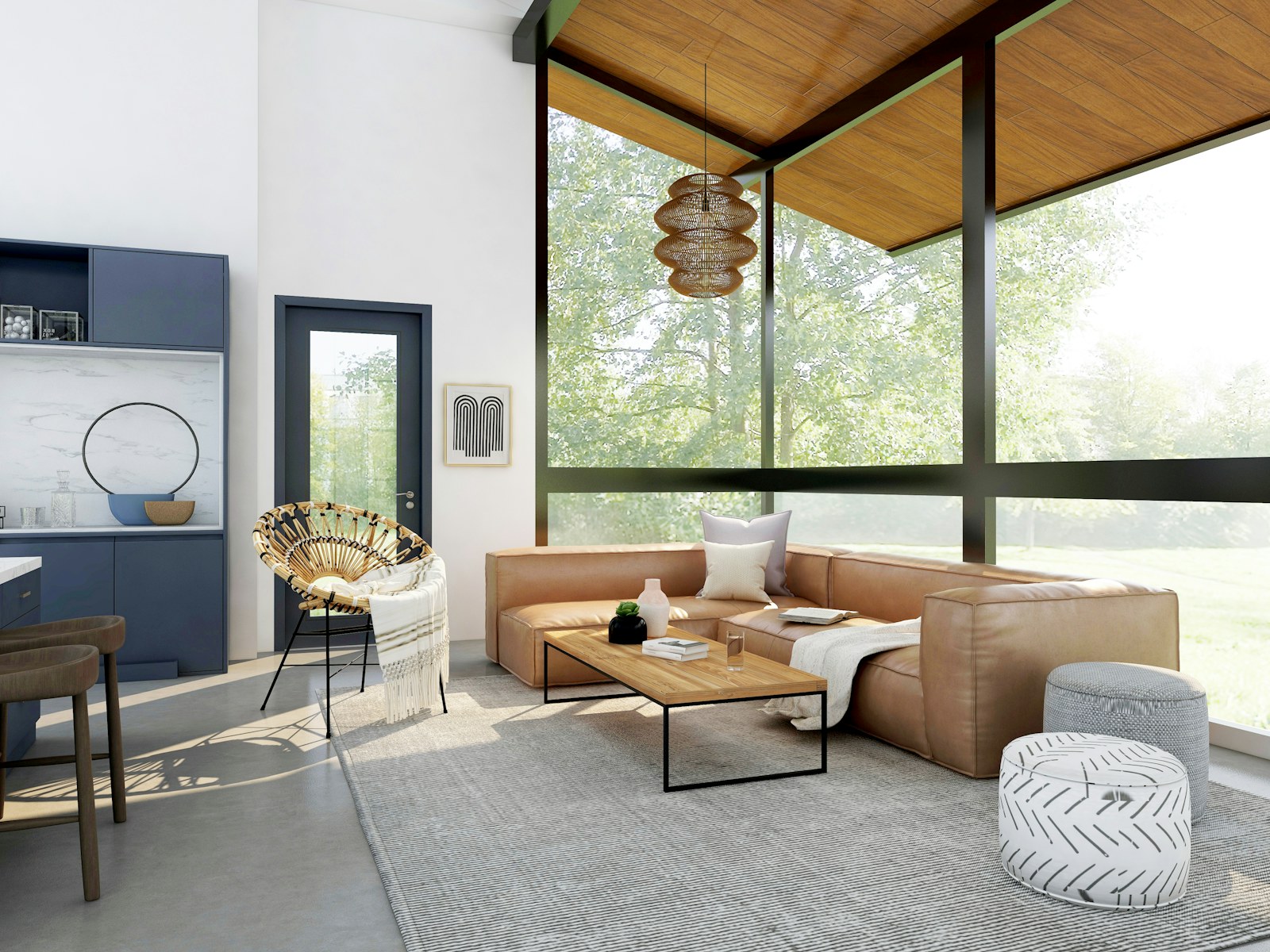 Clean interior floors in an open living space